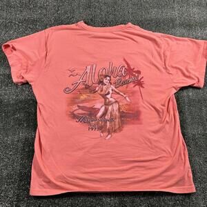 Vintage Style Coral Aloha Beaches T-Shirt. XXL